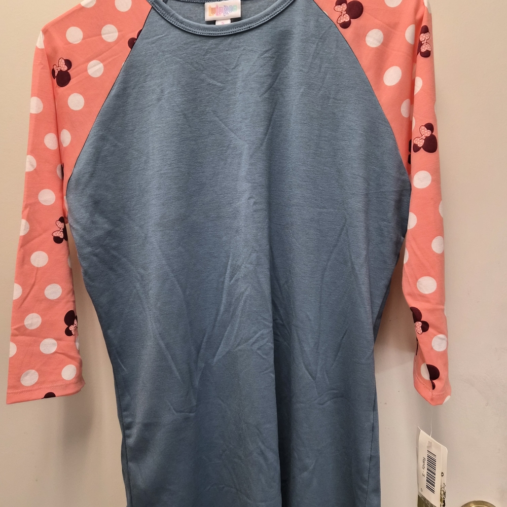 LuLaRoe Women Randy Long Sleeve Tee - Blue and Pink